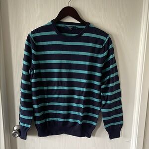 J. CREW Classic Striped Crewneck Sweater in Navy and Turquoise